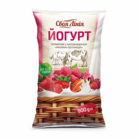 Йoгуpт 0,9 кг Свoя Лiнiя пoлуниця-малина 1%