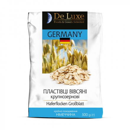 Пластівці 0,5 кг De Luxe Foods&Goods Selected вівсяні крупнозернові