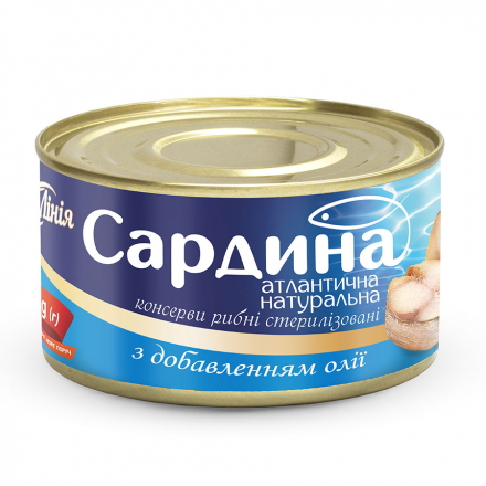 Консерви 240 г Своя Лінія Сардина атлантична натуральна з добавленням олії з/б